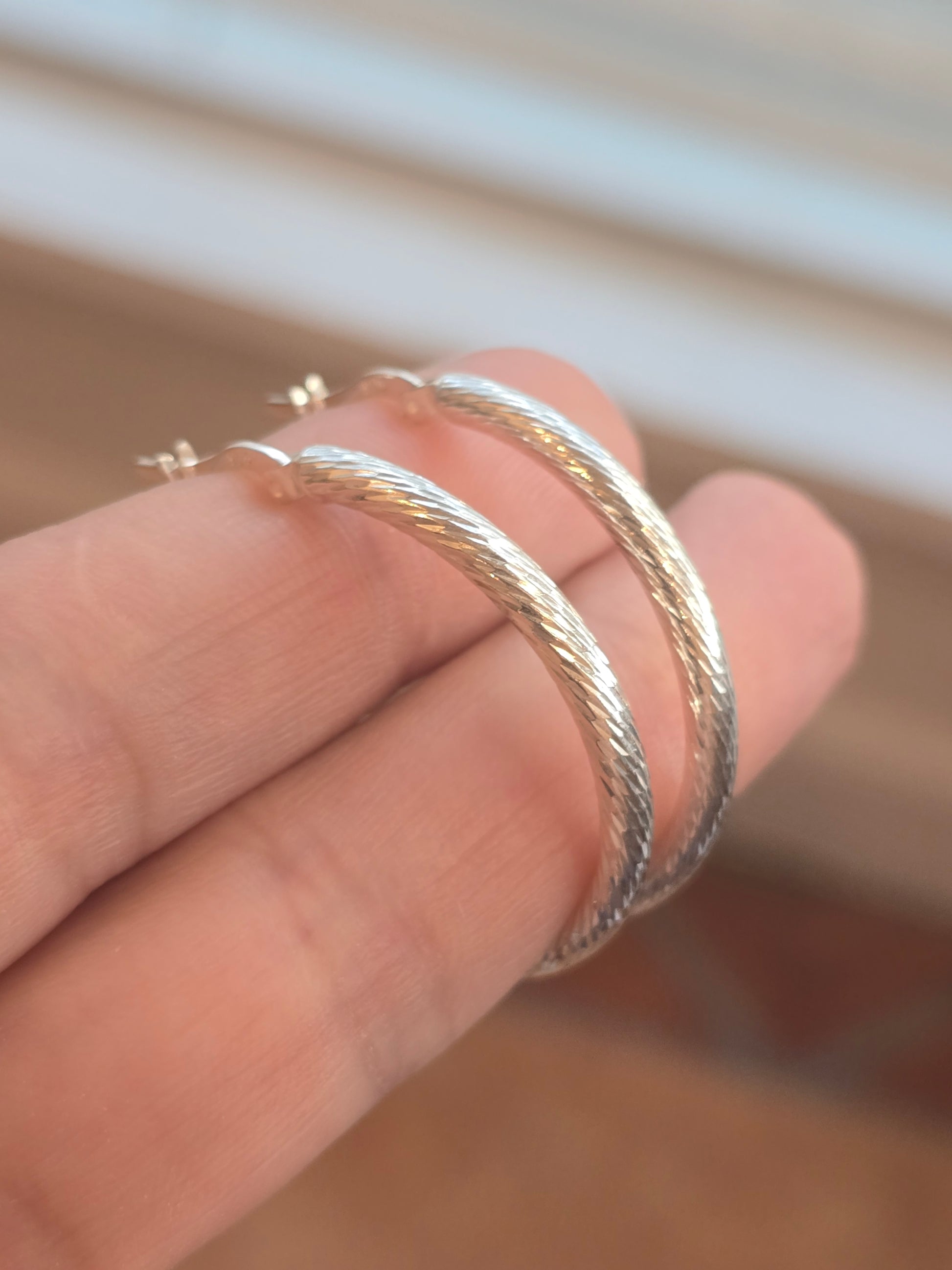 Sterling silver 925 hoops torned argollas aretes candongas de plata 925 modelo torneado - Fui Fuiu Jewelry
