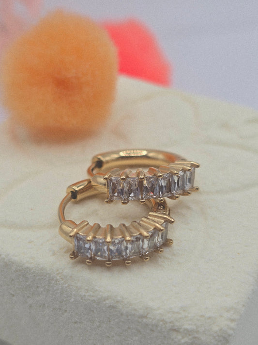 Earring hoops acero gold stainless steel ring aros con cristal