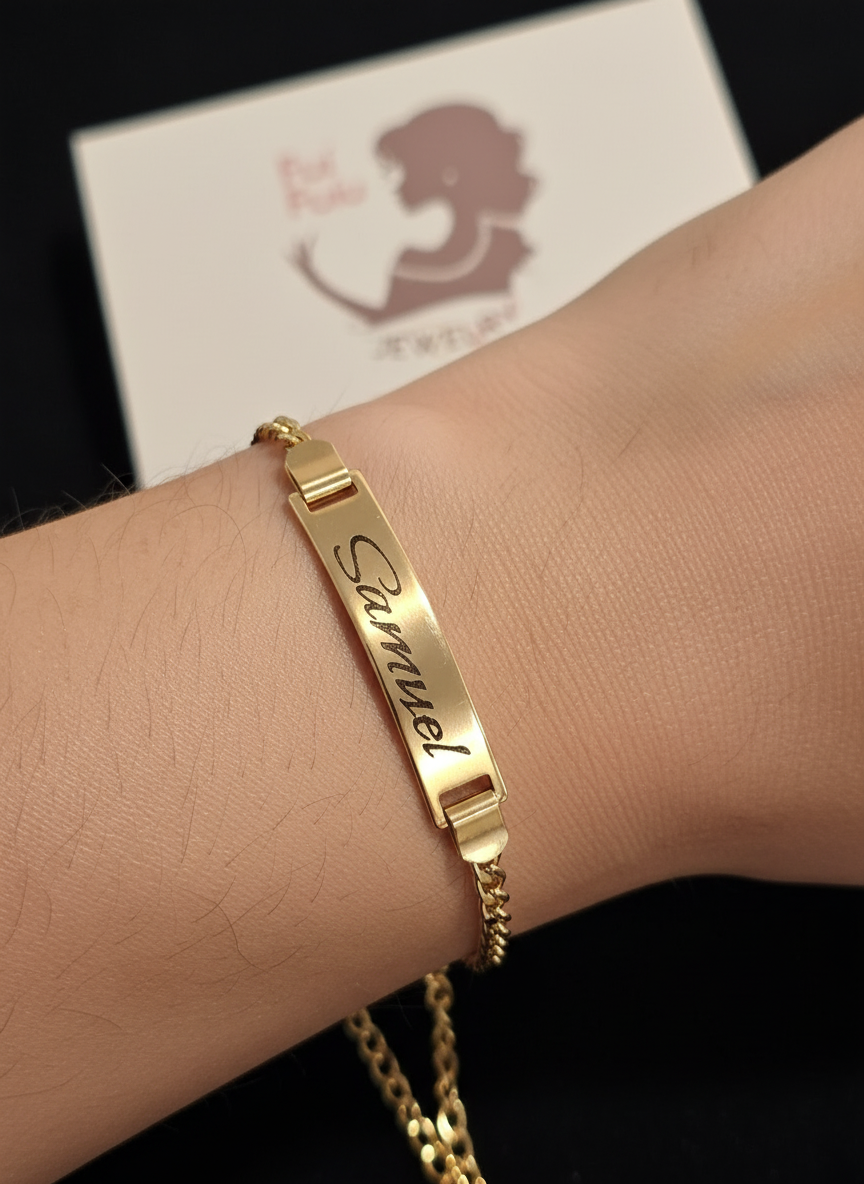 Personalized Name Bracelet ajustable 14K Gold Filled  – Elegant & Unique  pulseras Personalizados – Grabado Único y Elegante