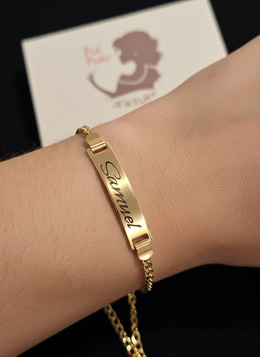 Personalized Name Bracelet ajustable 14K Gold Filled  – Elegant & Unique  pulseras Personalizados – Grabado Único y Elegante