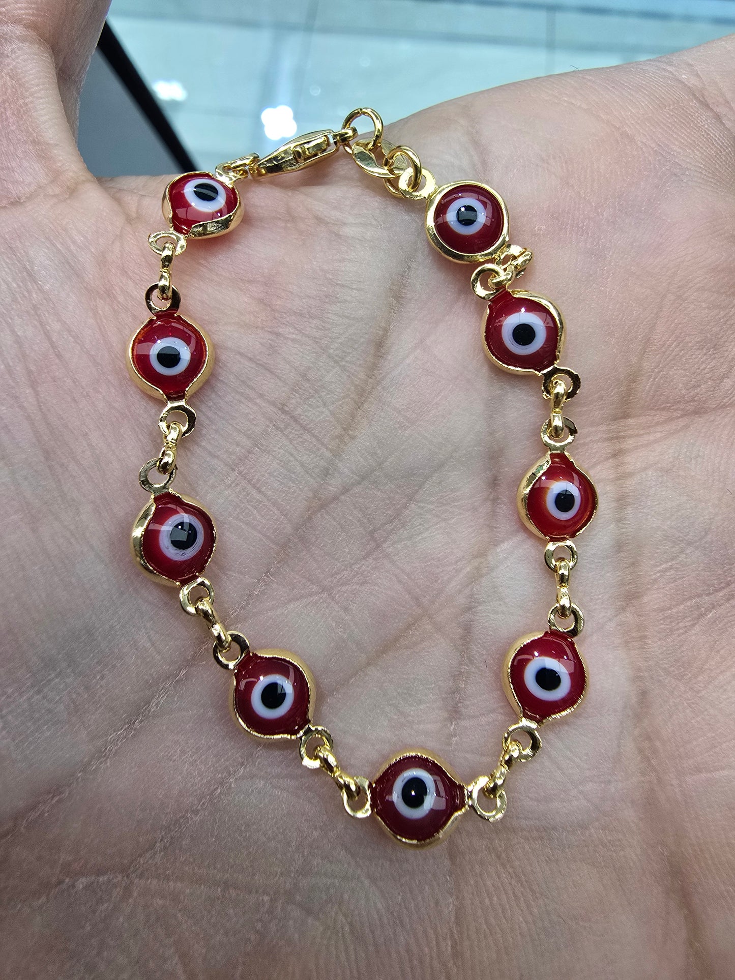 Pulsera con ojo turco ojo de suerte para nin@s bracelet and chain Brasilian Gold  pulsera Oro Brasilero 14K