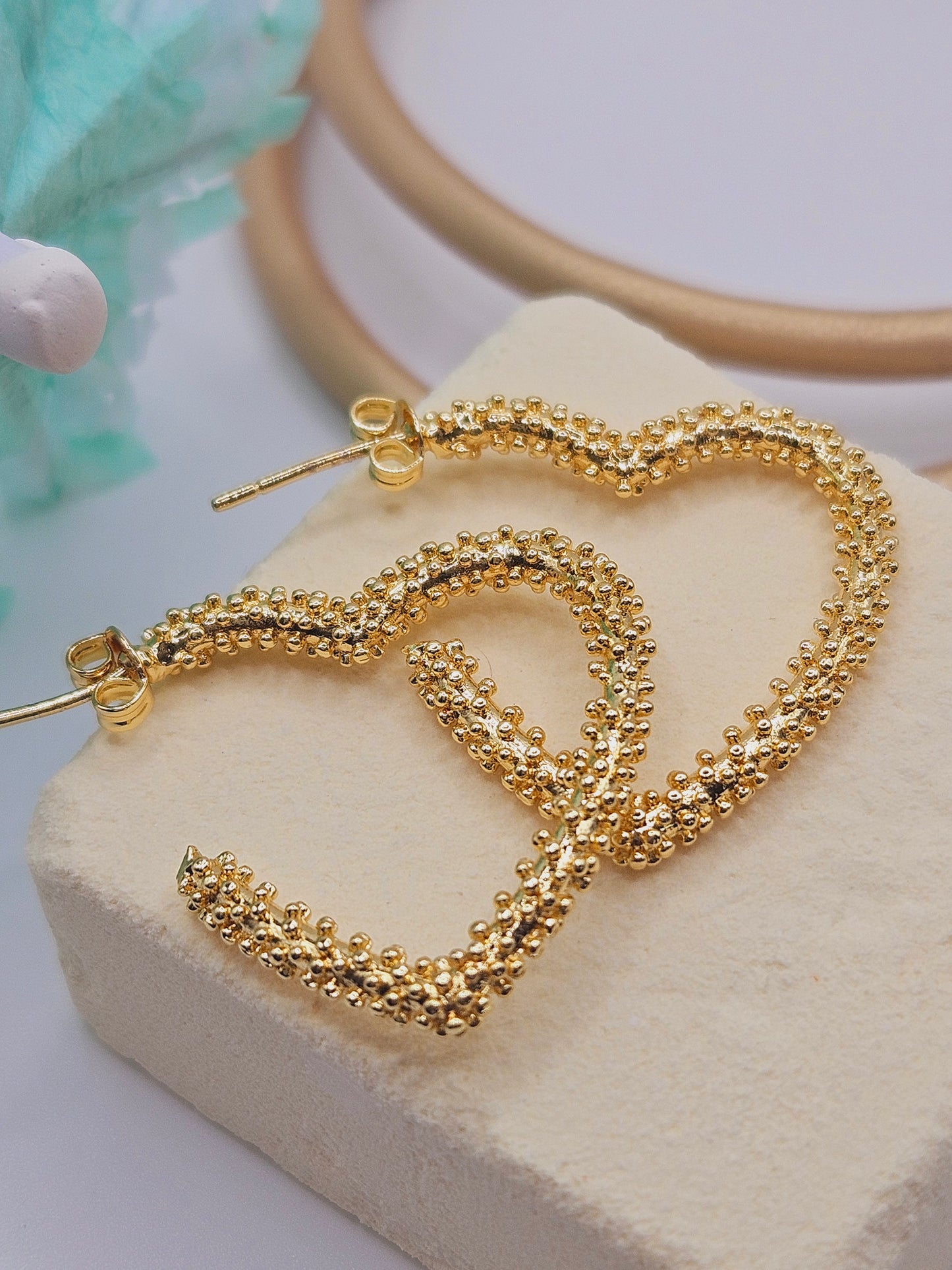 Beaded heart earring