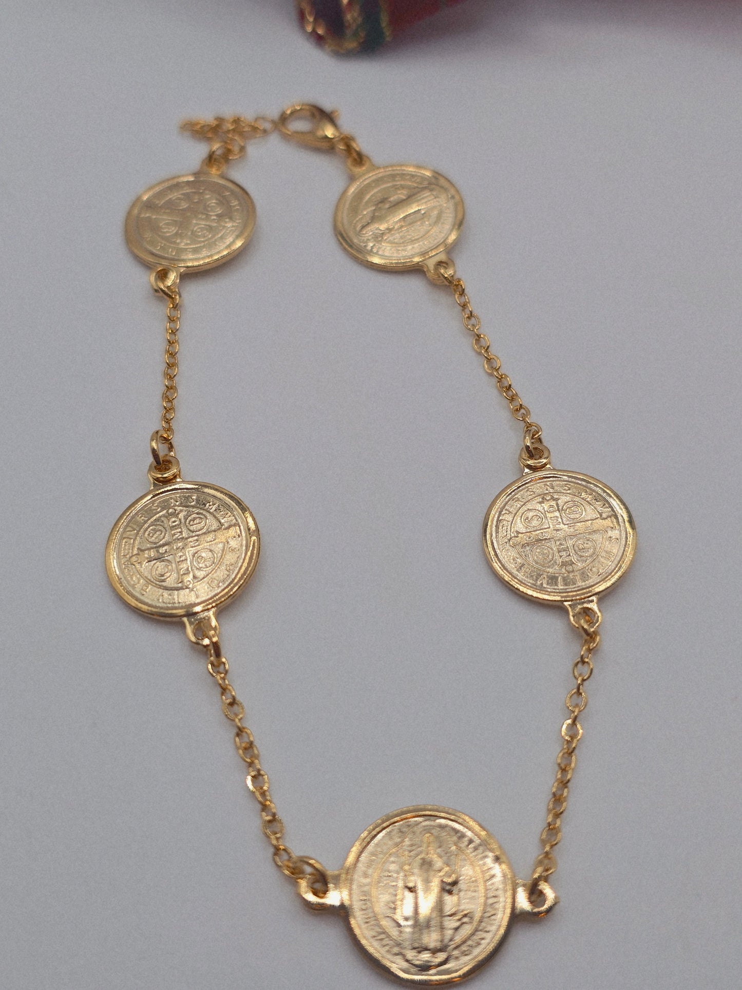 St Benedict bracelet Brasilian Gold San Benito pulsera Oro Brasilero 14K