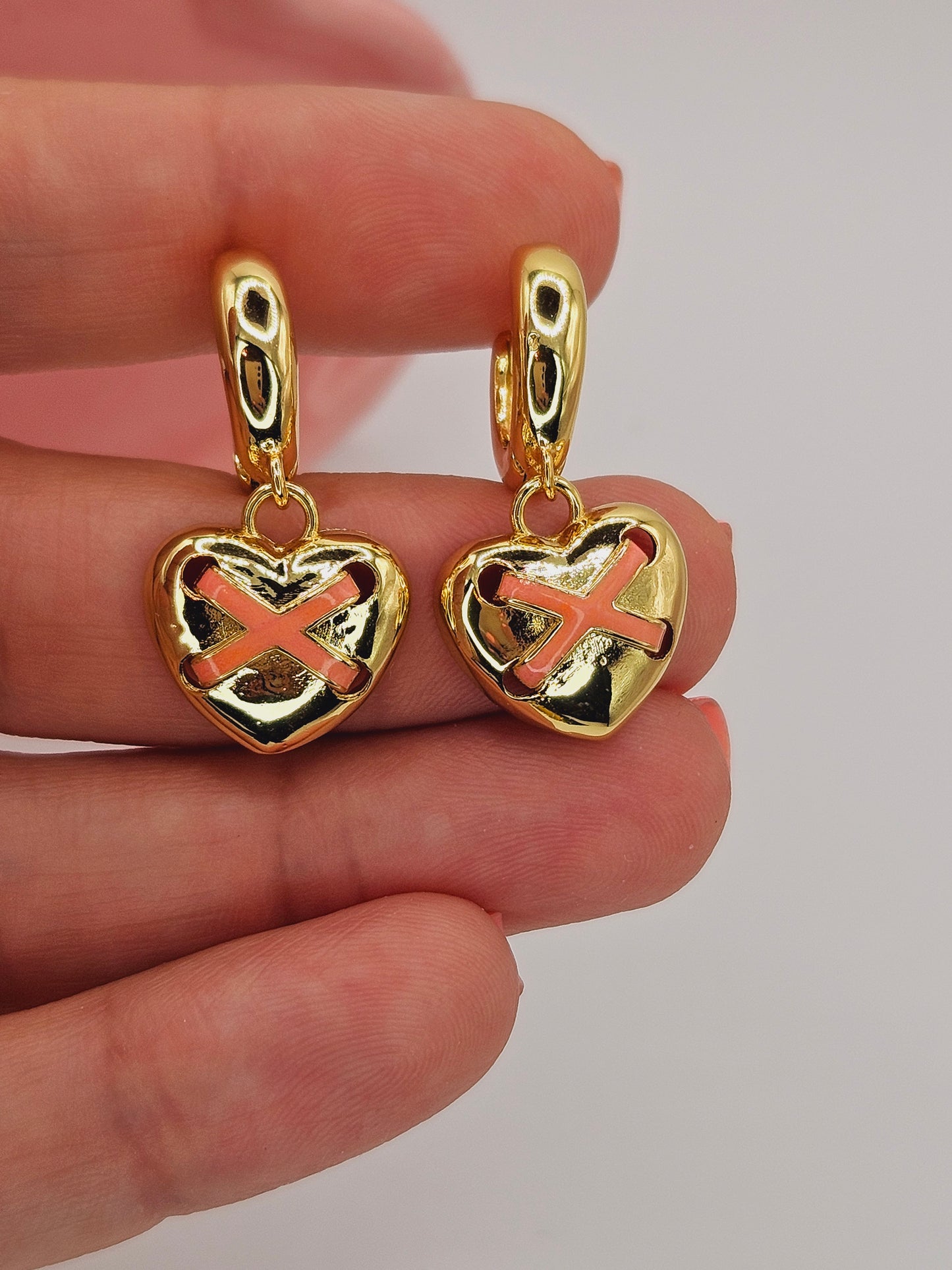 Heart button hoops