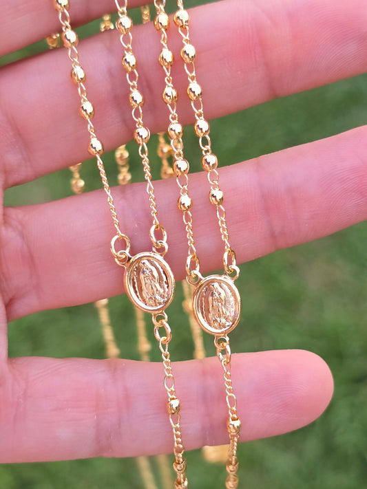 Rosario Gold Filled necklace Oro Gold Rosary elegant necklace 14K laminated gold - Fui Fuiu Jewelry