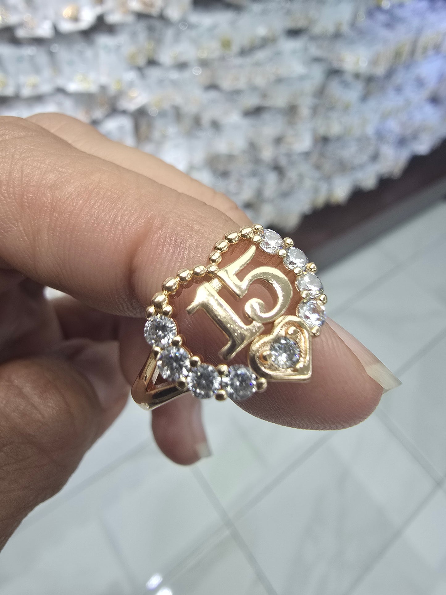 15's ring quinceañera  14K Gold filled laminado rings anillo