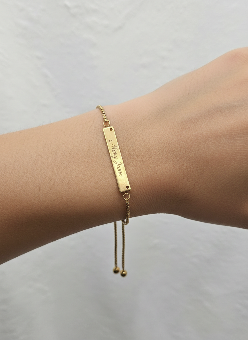 Personalized Name Bracelet ajustable  – Elegant & Unique  pulseras Personalizados – Grabado Único y Elegante