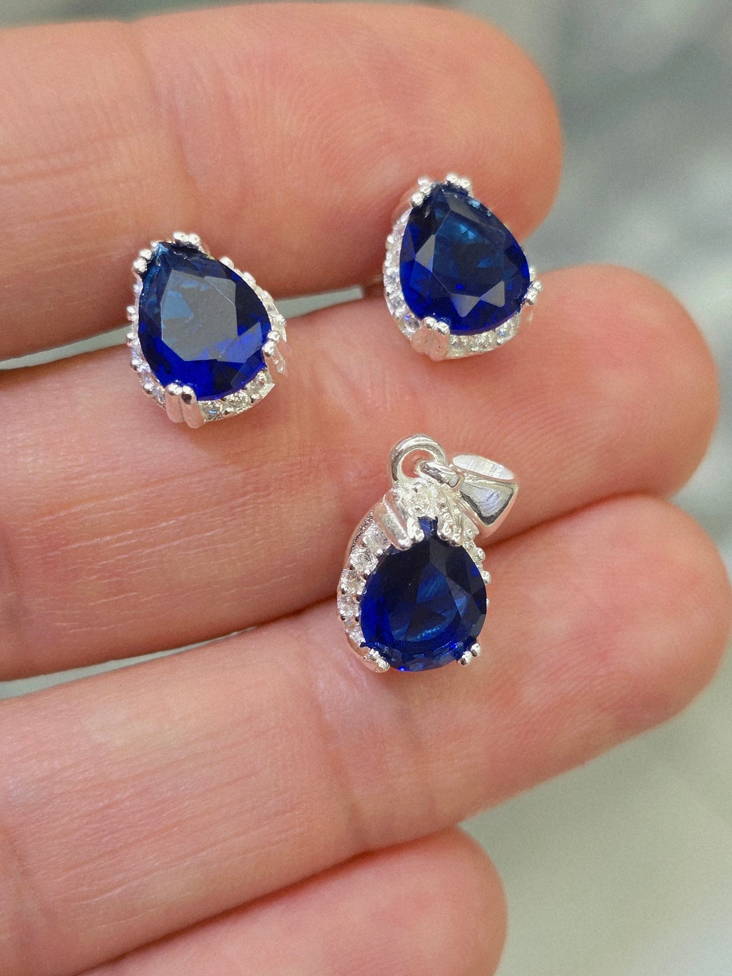 Gemstone  sterling silver 925 plata set aretes studs y cadena con piedra  necklaces and earrings