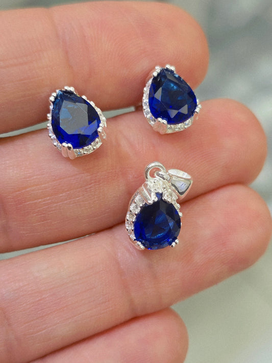 Gemstone  sterling silver 925 plata set aretes studs y cadena con piedra  necklaces and earrings